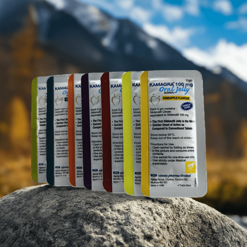 Kamagra Oral Jelly 100mg by Ajanta Pharma - Flavored 7 Sachets