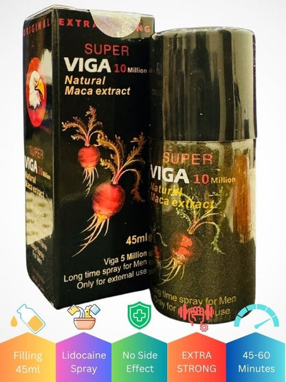 Super Viga 10 Million Delay Spray - Natural Maca Extract